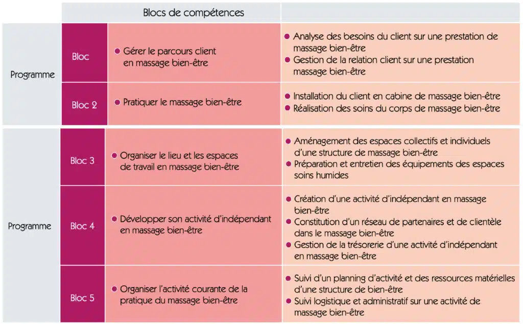 programme du praticien massage et bien-être